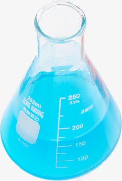 蓝色试剂蓝色化学试剂医疗烧杯高清图片