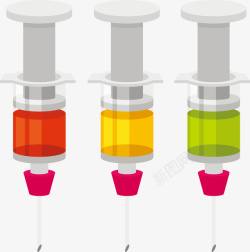 三个彩色医疗注射器矢量图素材