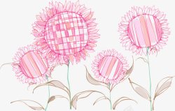 粉色手绘向日葵装饰图案素材