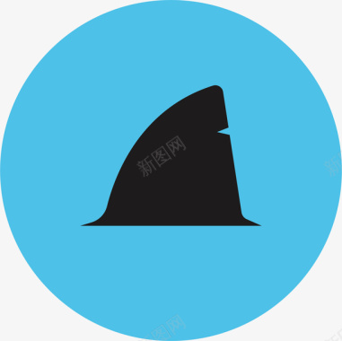 蓝色图标鲨鱼鳍图标矢量图图标