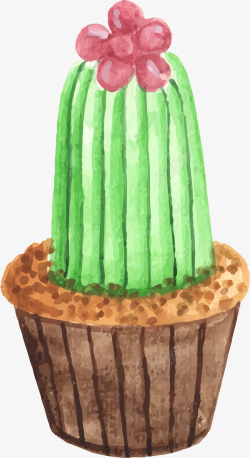 绿色水彩植物蛋糕素材