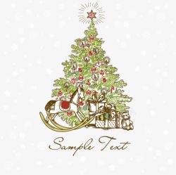 金色圣诞树插画素材库圣诞树木马高清图片