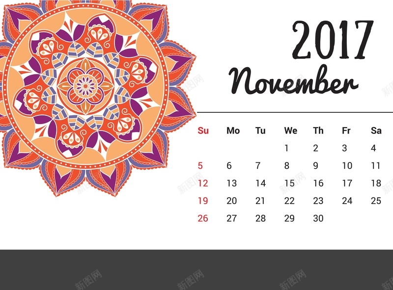 日历2017年11月挂历日期时间矢量图ai设计背景_88icon https://88icon.com 11月 2017年 挂历 日历 日期 时间 纹理 纹路 花朵 花纹 矢量图