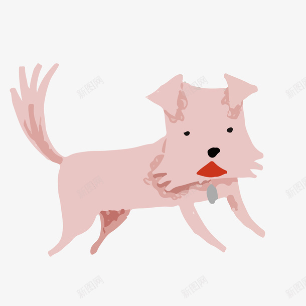 卡通手绘粉红色的小狗矢量图ai免抠素材_88icon https://88icon.com 动物设计 卡通 小狗设计 手绘 水彩 粉红色 矢量图
