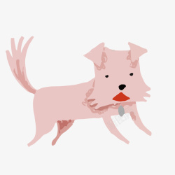 卡通手绘粉红色的小狗矢量图素材