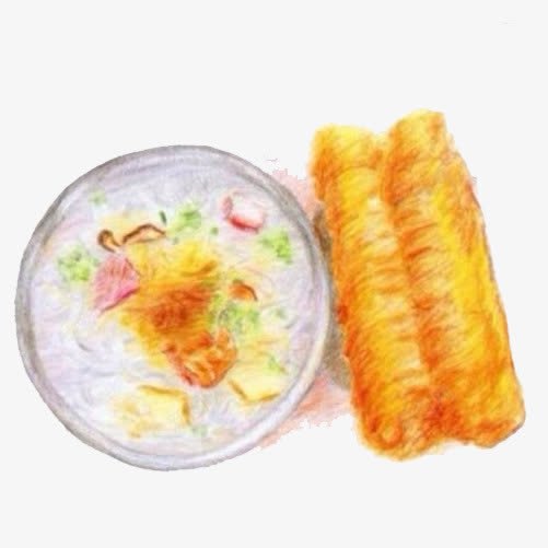 油条蛋花汤手绘画片png免抠素材_88icon https://88icon.com 手绘美食 早餐 油条 油炸鬼 蛋花汤