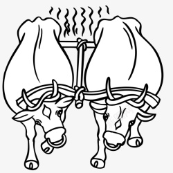 牛拉车手绘动物牛拉车矢量图高清图片