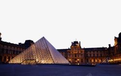 法国卢浮宫博物馆夜景素材