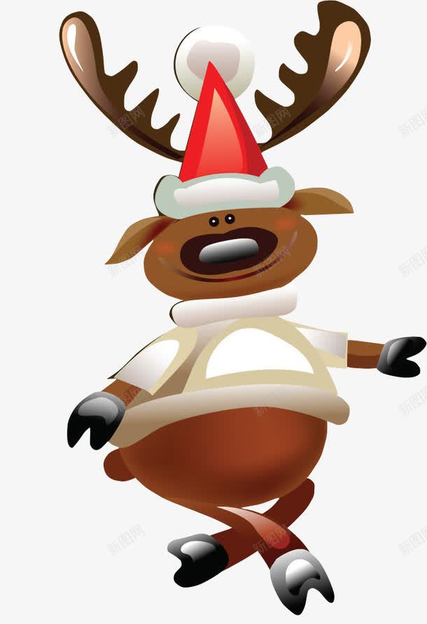 卡通带红帽子的圣诞小鹿psd免抠素材_88icon https://88icon.com 免扣素材 卡通 圣诞 小鹿