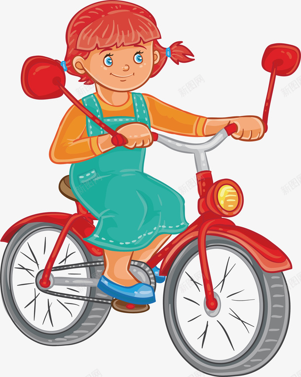 骑自行车的女孩矢量图eps免抠素材_88icon https://88icon.com 卡通女孩 矢量png 红色自行车 自行车 骑自行车 骑行 矢量图