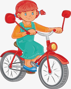 骑自行车的女孩矢量图素材
