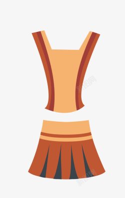 卡通扁平化橙色吊带裙子素材