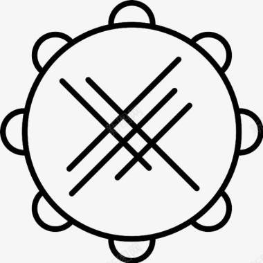 线框黑白乐队铃鼓icon图标图标