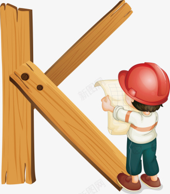 木篱笆木元素工人字母K形图标矢量图图标