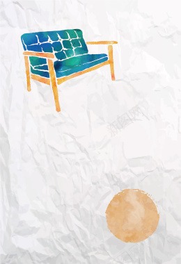 水彩沙发家具特种纸纹理海报背景矢量图背景