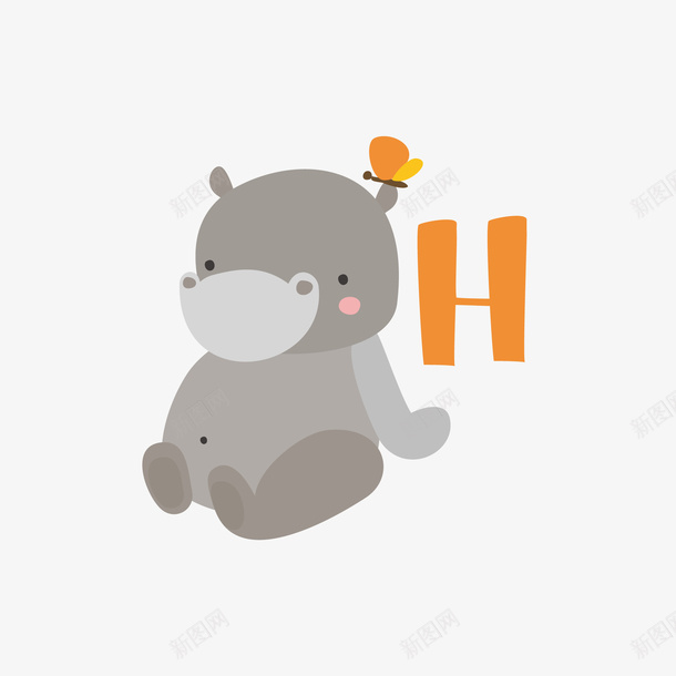 河马字母H矢量图eps免抠素材_88icon https://88icon.com 卡通 卡通可爱 卡通的 可爱卡通 可爱的河马 字母H 河马 矢量图