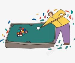 打台球漫画素材