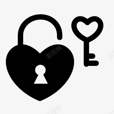 锁心形的锁和钥匙图标图标