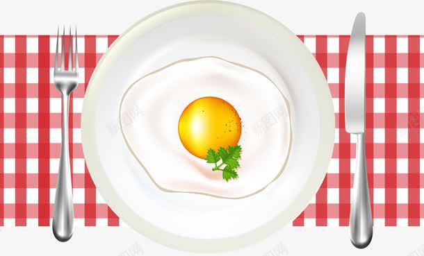 餐桌上的美食png免抠素材_88icon https://88icon.com 刀子 叉子 桌布 桌布红 盘子 鸡蛋