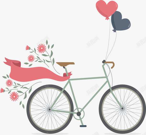 浪漫鲜花自行车矢量图ai免抠素材_88icon https://88icon.com 浪漫鲜花 矢量png 脚踏车 自行车 鲜花 鲜花自行车 矢量图