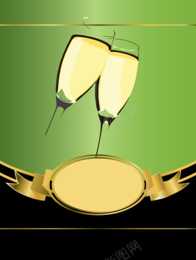 金属质感标签酒杯香槟广告背景矢量图背景