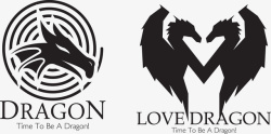 时尚黑色的龙logo矢量图素材