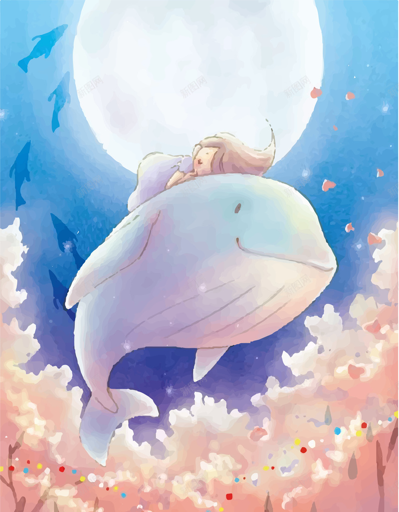 卡通手绘梦幻儿童童话故事海报背景矢量图ai设计背景_88icon https://88icon.com 儿童 卡通 女孩 手绘 故事 梦幻 海底 海报 童话 背景 鲸鱼 矢量图
