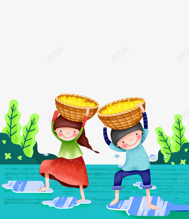 卡通手绘拿着篮子的孩子跳舞psd免抠素材_88icon https://88icon.com 免抠女孩 卡通 手绘 拿着篮子 的孩子跳舞 黄色篮子