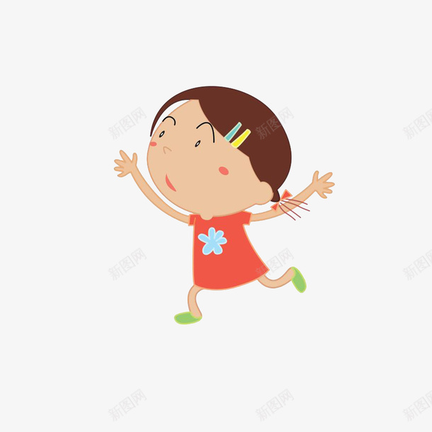跑着的小女孩png免抠素材_88icon https://88icon.com 卡通手绘 红色衣裙 跑着的人 跑着的小女孩