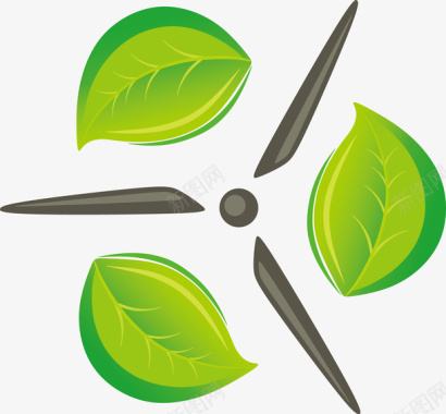 绿色病毒绿色节能环保叶子图标矢量图图标