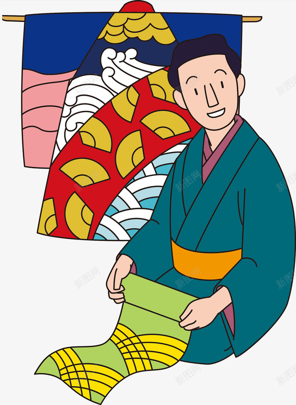 叠衣服的男人png免抠素材_88icon https://88icon.com 卡通 和服 帅气的 手绘 插图 日本人 晾衣服 跪姿