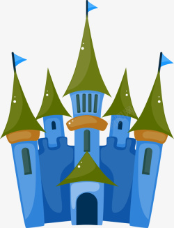 蓝色卡通城堡装饰图案素材