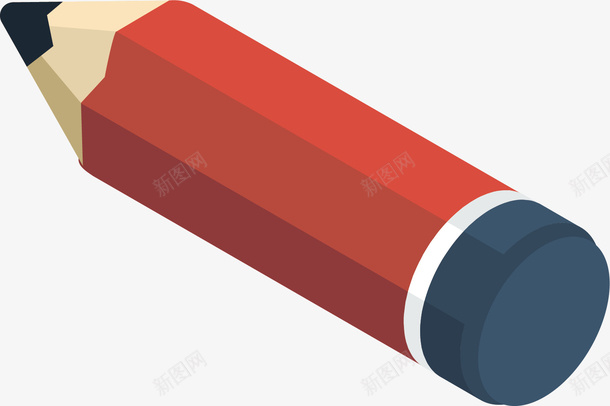 巨大立体的铅笔矢量图ai免抠素材_88icon https://88icon.com 创意 多边形 巨大 立体 简约 红色 装饰 铅笔 矢量图