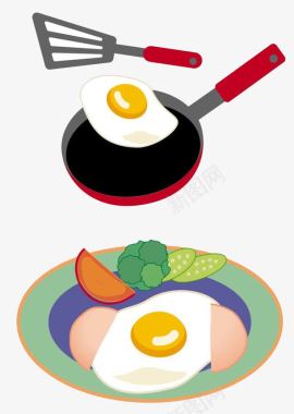 平底锅里的煎蛋炒锅煎蛋图标图标