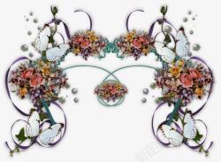 蝴蝶花朵边框装饰素材