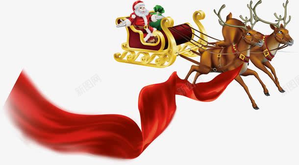 红丝带圣诞老人驯鹿送礼物图案png免抠素材_88icon https://88icon.com 卡通 可爱 圣诞 简约