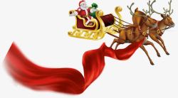 红丝带圣诞老人驯鹿送礼物图案素材