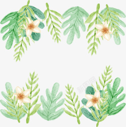 小清新手绘水彩树叶花朵装饰框矢量图素材