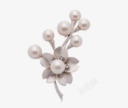 珍珠花朵胸针素材