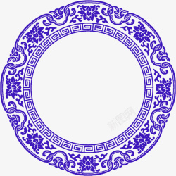 紫色中国风盘子装饰图案素材