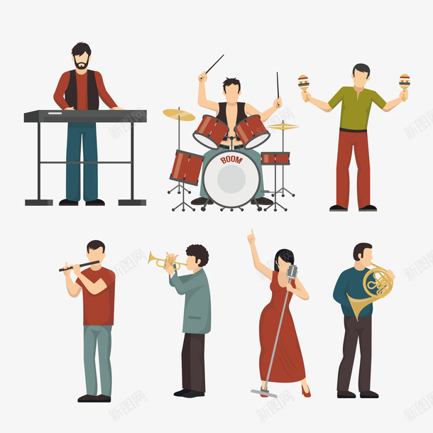 人物乐器演奏矢量图eps免抠素材_88icon https://88icon.com 乐器 人物卡通 图案 小清新 彩色 演奏 简约 装饰 矢量图