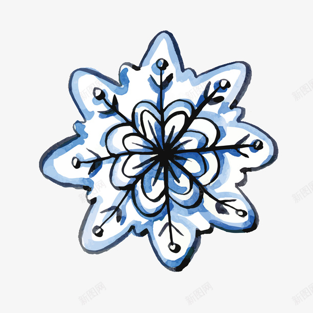 手绘水彩雪花矢量图ai免抠素材_88icon https://88icon.com 手绘 水彩 矢量雪花 雪 雪花 矢量图