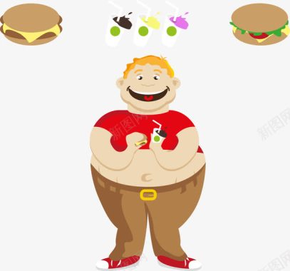 男孩吃西瓜尺快餐的胖男孩图标图标
