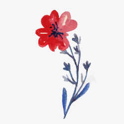 红色手绘插画花卉矢量图素材