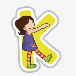 黄色创意女孩字体K矢量图素材