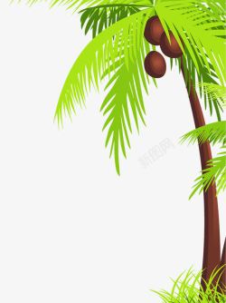 绿色卡通椰子树装饰图案素材