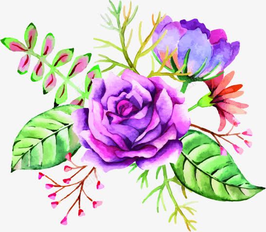 紫色水彩花朵节日装饰png免抠素材_88icon https://88icon.com 水彩 紫色 节日 花朵 装饰