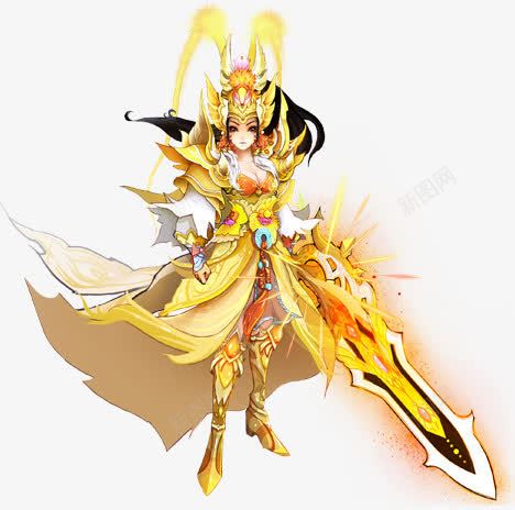 金甲大剑女战士卡通png免抠素材_88icon https://88icon.com 卡通 战士