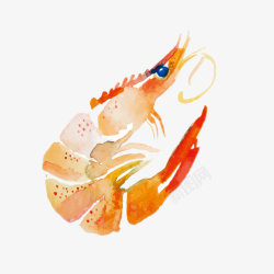 手绘美味食物生鲜海虾图矢量图素材