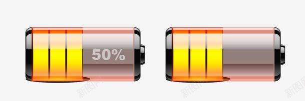 电池图标卡通手绘黄色电池电量图标图标